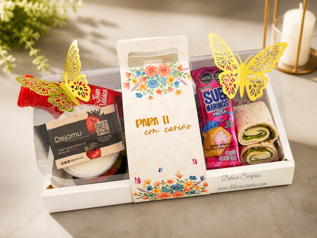 Desayuno caja en acetato y mariposas - Deluxe Surprise