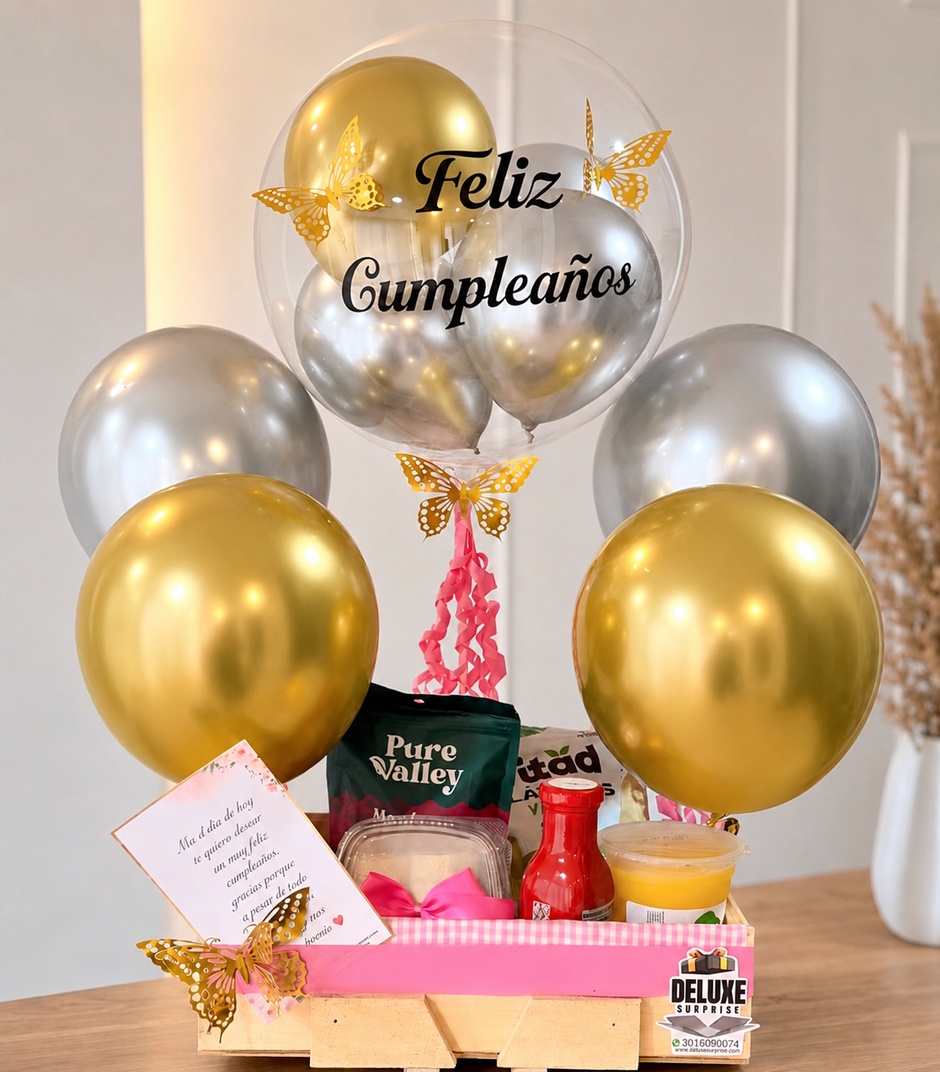 Desayuno plateado con torta - Deluxe Surprise