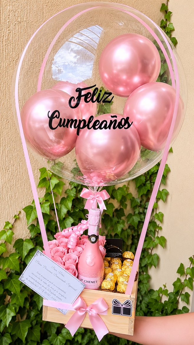 Detalle globo aerostatico rosa JP Chenet - Deluxe Surprise
