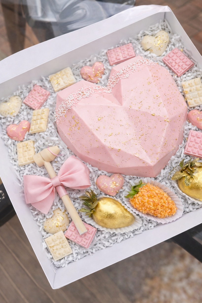 Detalle corazón de chocolate en tono rosado pastel - Deluxe Surprise